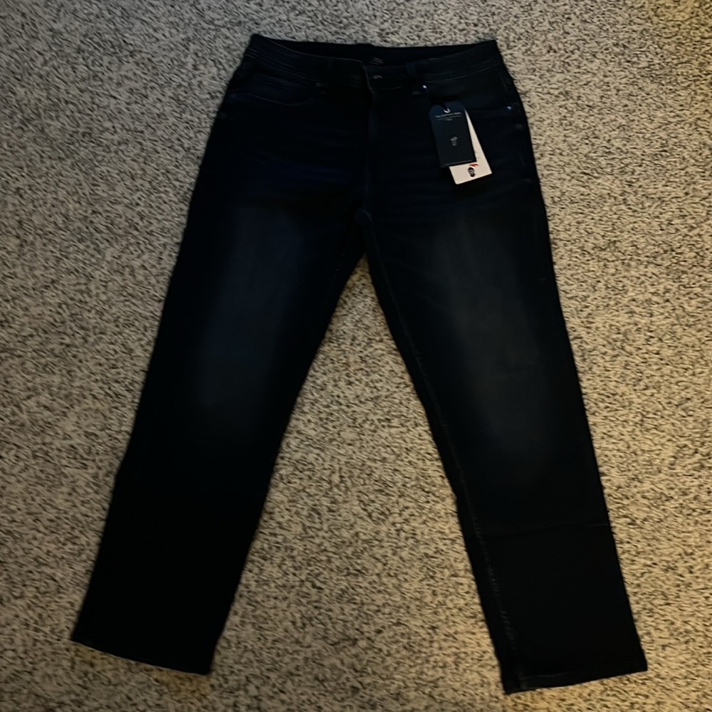 Mens,dark blue, athletic fit jeans, by The Perfect Jean, NYC.